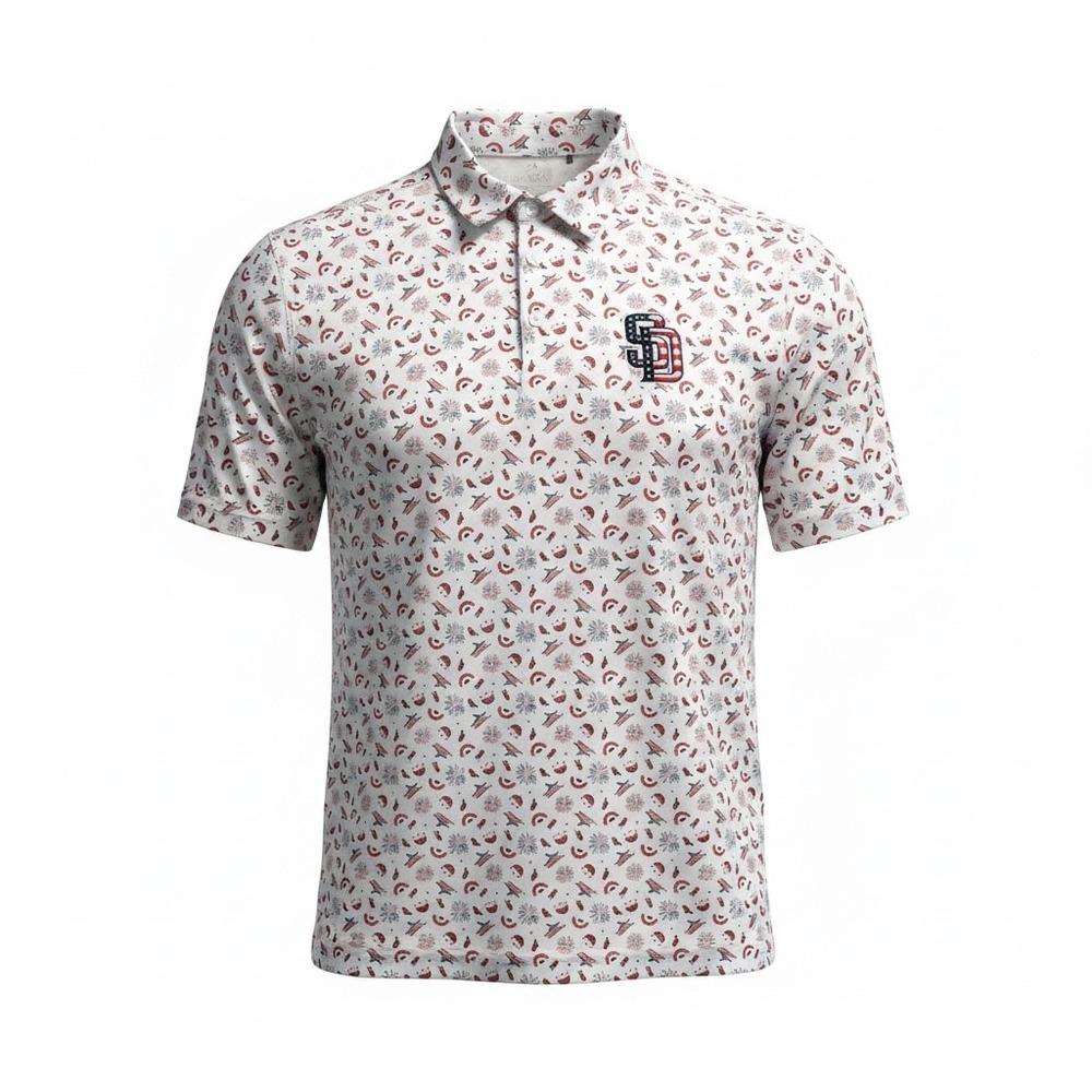 Antigua San Diego Padres MLB Mens Large White Summer Print Polo Shirt 105799